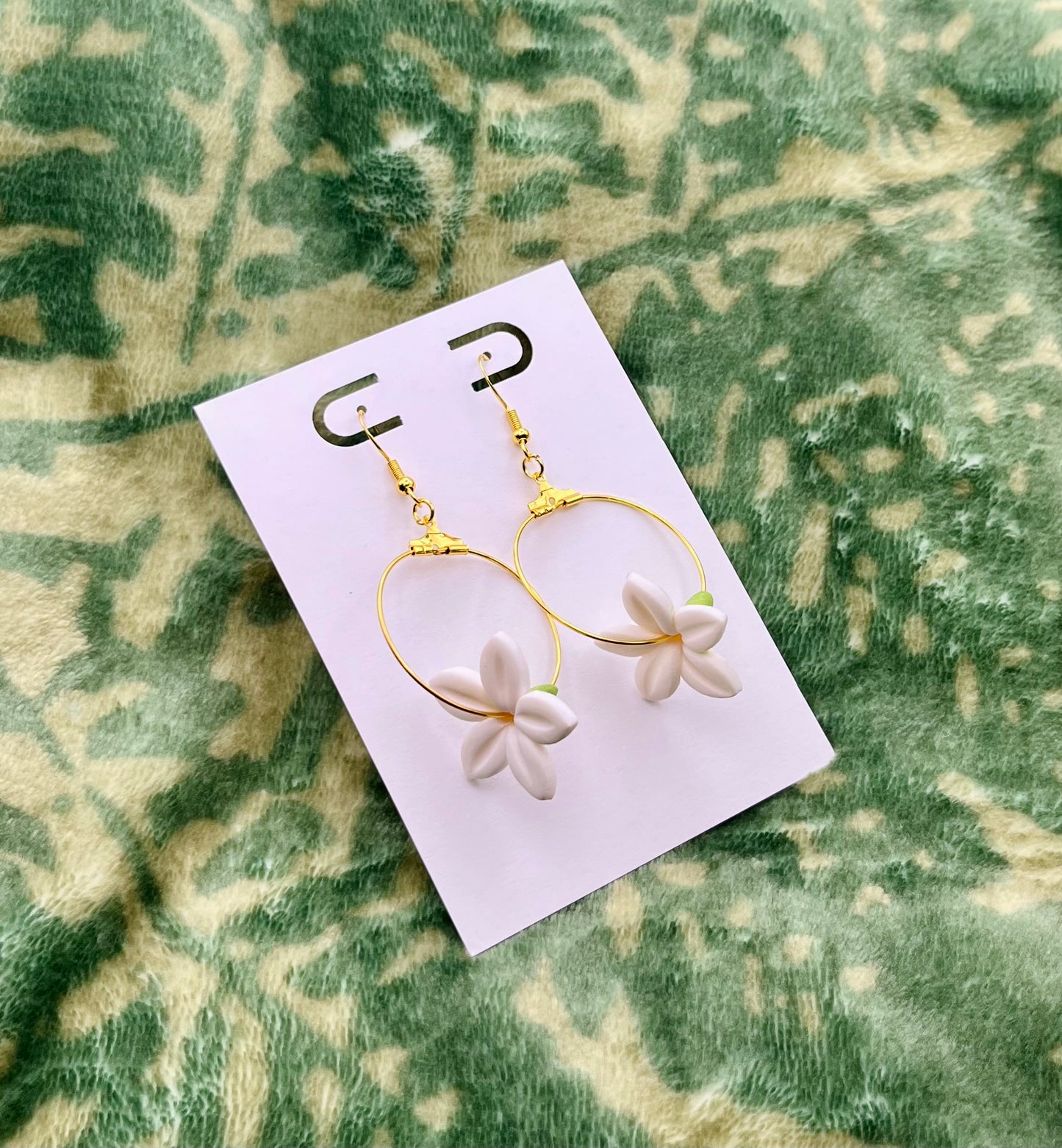 Single Dangle Small Hoop Stephanotis