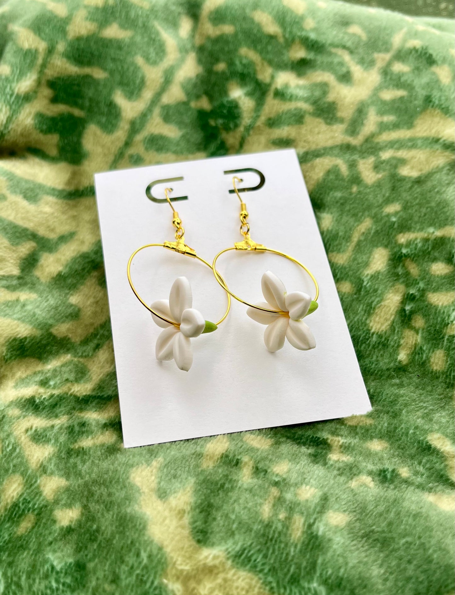 Single Dangle Small Hoop Stephanotis